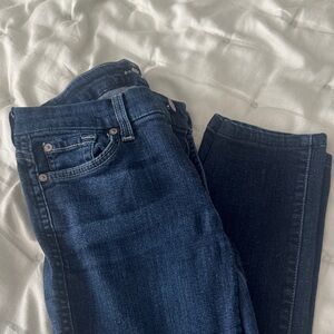 7 For All Mankind Dark Blue Straight-Leg Jeans